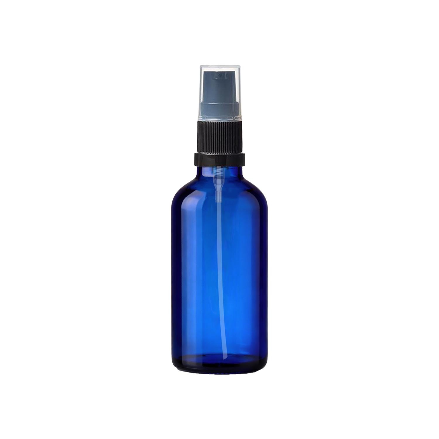 Blue Glass Dropper Boston Bottles With Lotion Pump 18mm