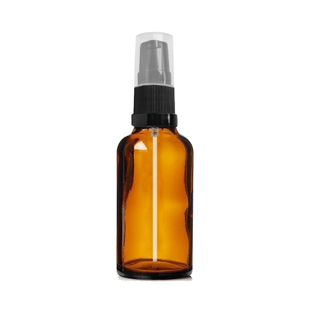 Amber Glass Boston Dropper Bottles with Lotion Pump 18mm