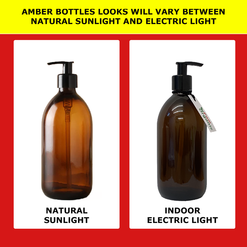 Fam Organic Amber Glass Soap Dispenser Bottle with Lotion Pump