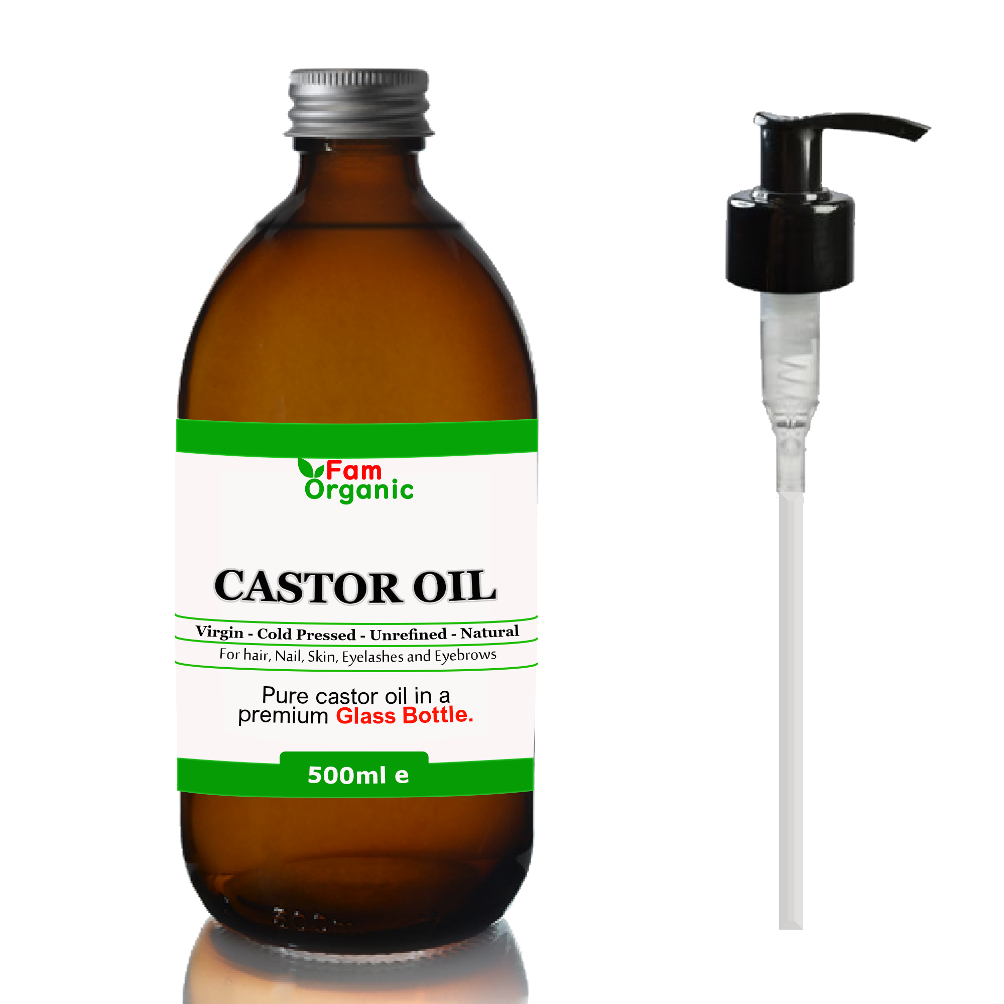 100% Natural Cold Pressed Castor Oil | Hexane-Free | Glass Bottle