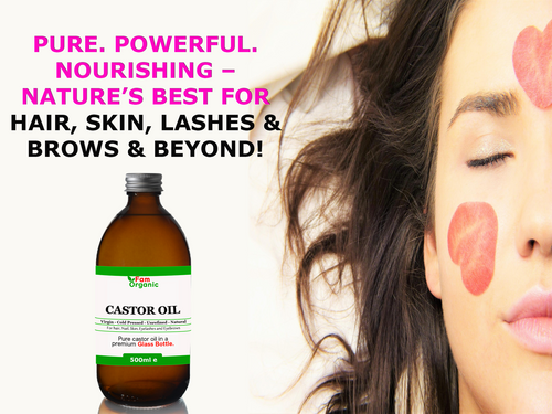 100% Natural Cold Pressed Castor Oil | Hexane-Free | Glass Bottle